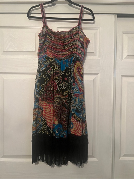 Sugarlips Dresses & Skirts - Sugarlips Multicolor Paisley Fringe Mini Dress - Black, Blue, Red, Yellow